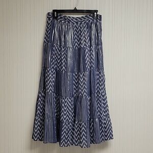 Soft Surroundings metallic blue silver ankle length skirt lined PXS New boho